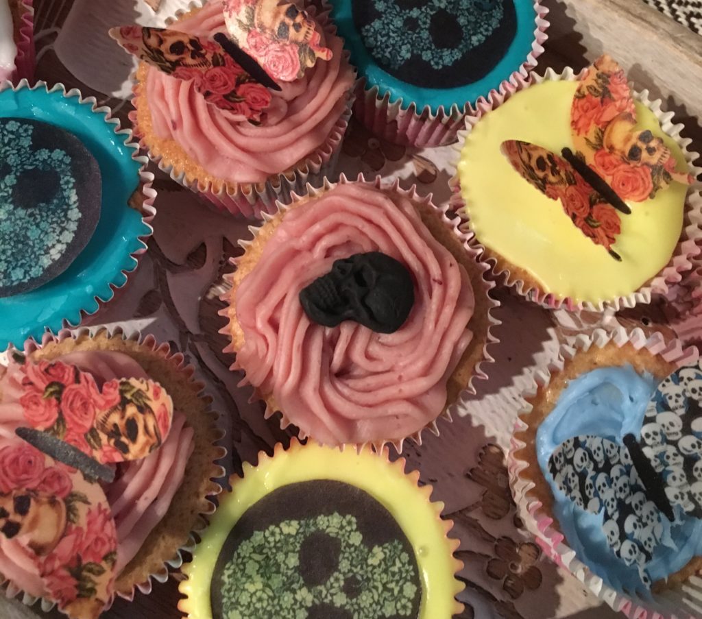 Homemade decorated cakes for a Death Café event